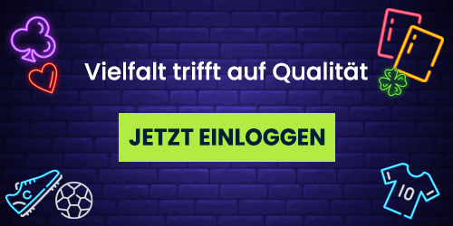 Neon Sport Symbole vor dunkler Wand mit Vielfalt trifft auf Qualität Slogan